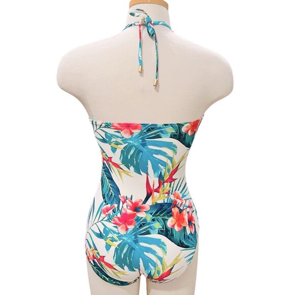 Vince Camuto Logo Ring Halter One Piece Swimsuit - Balines Floral Size 12 NWT - Picture 7 of 8